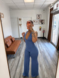 Luxe Halter Jumpsuit-Blue
