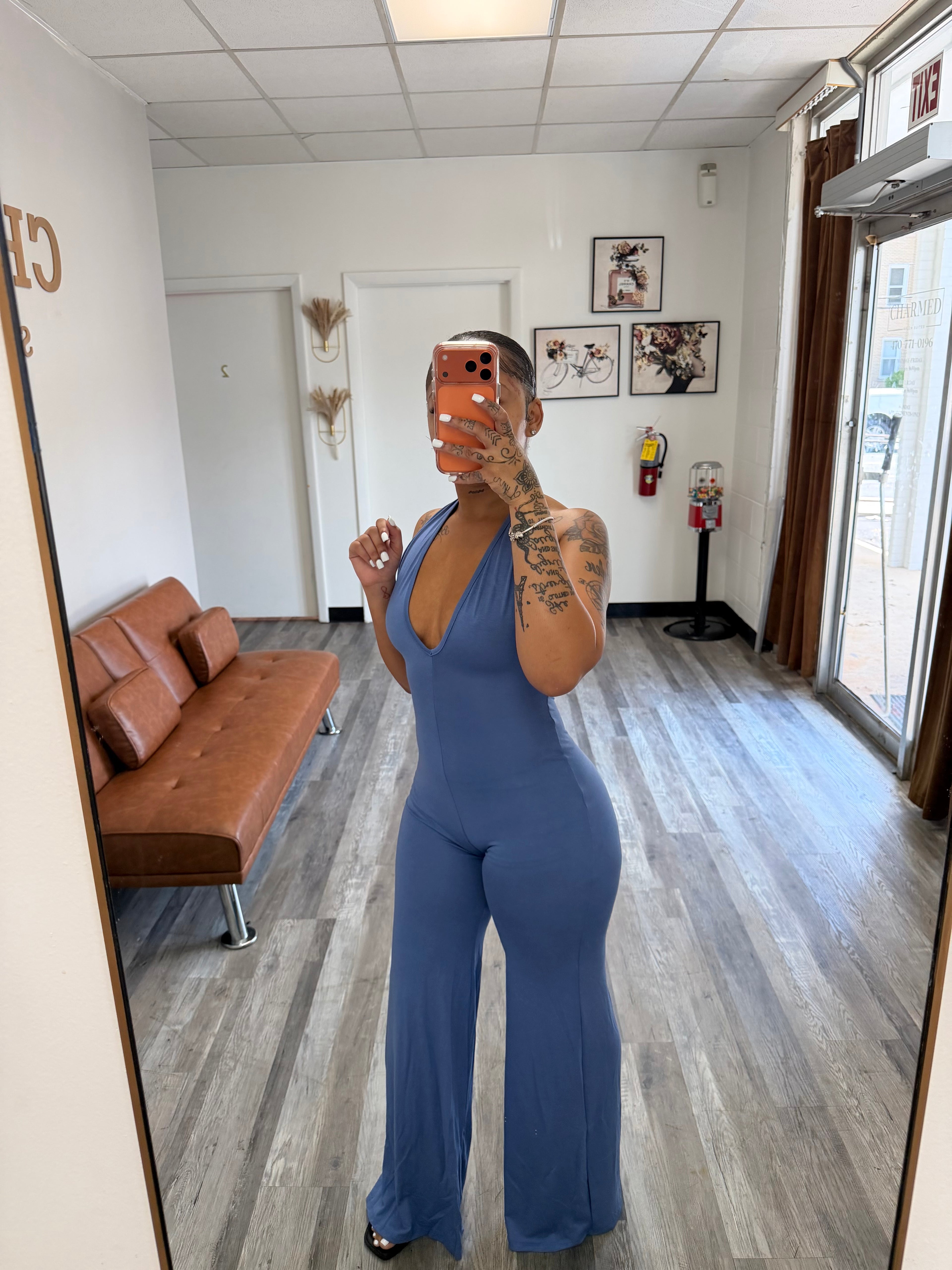 Luxe Halter Jumpsuit-Blue
